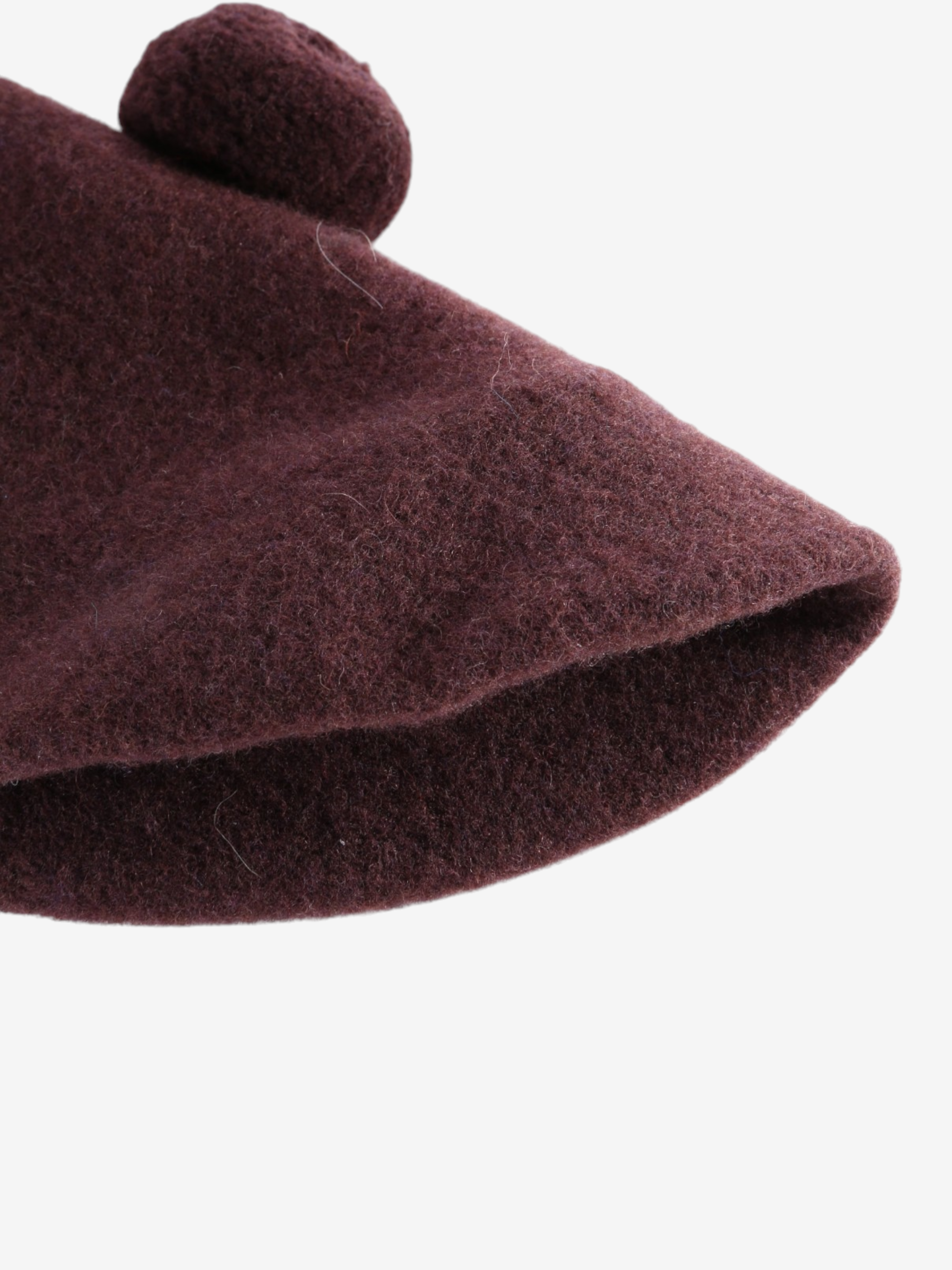 Close up of Burgundy hat, showing detail