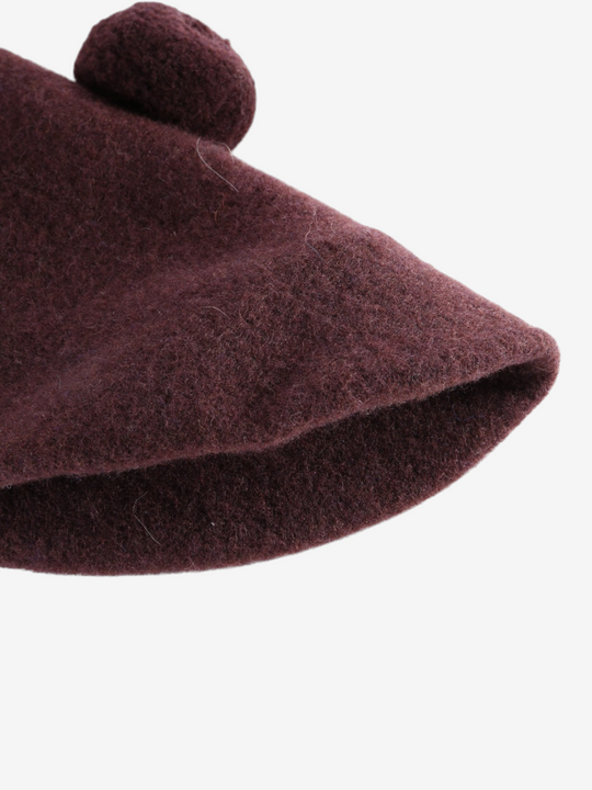 Close up of Burgundy hat, showing detail