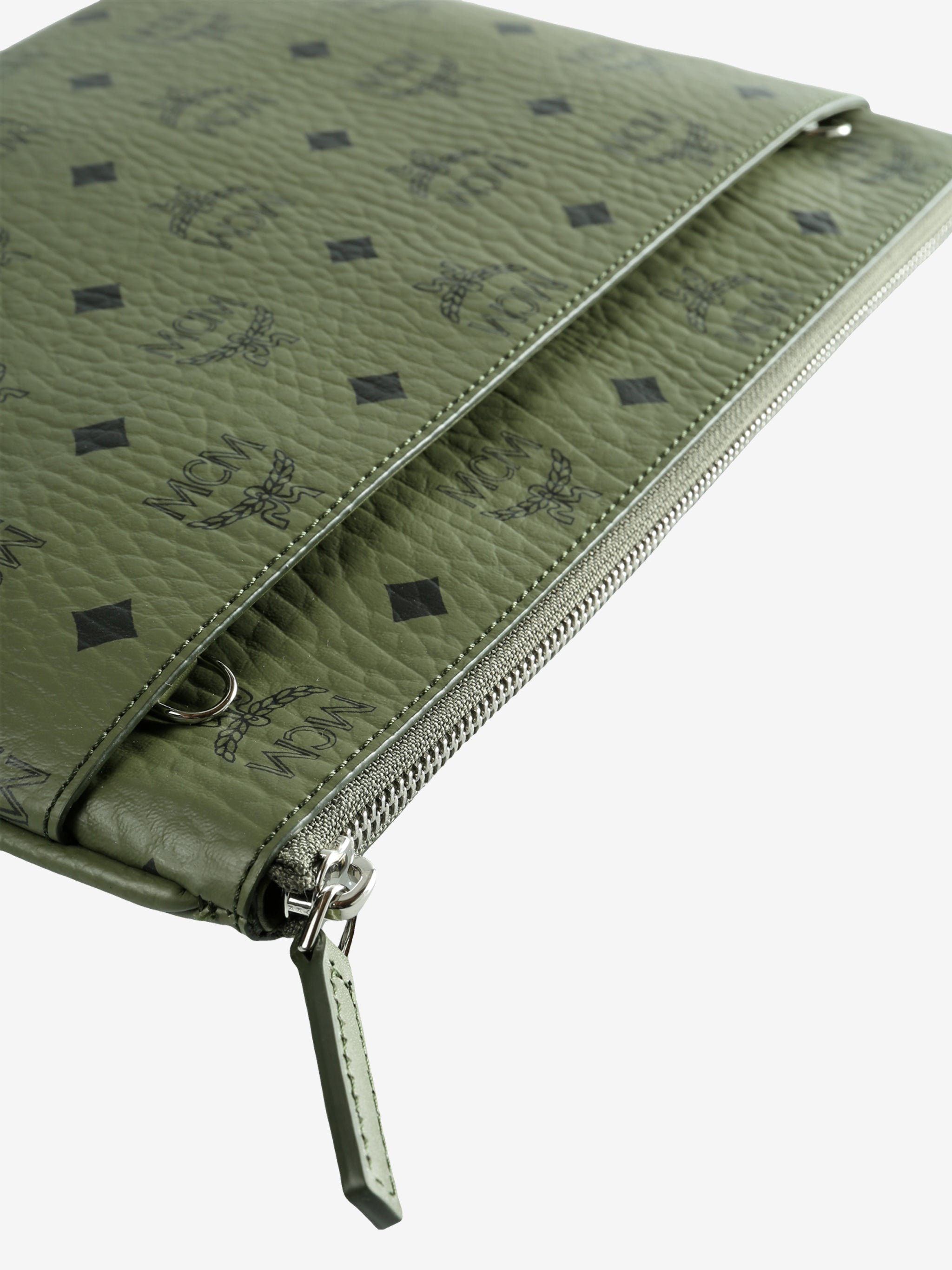 Close up of  Green bag ,showing texture of the leather