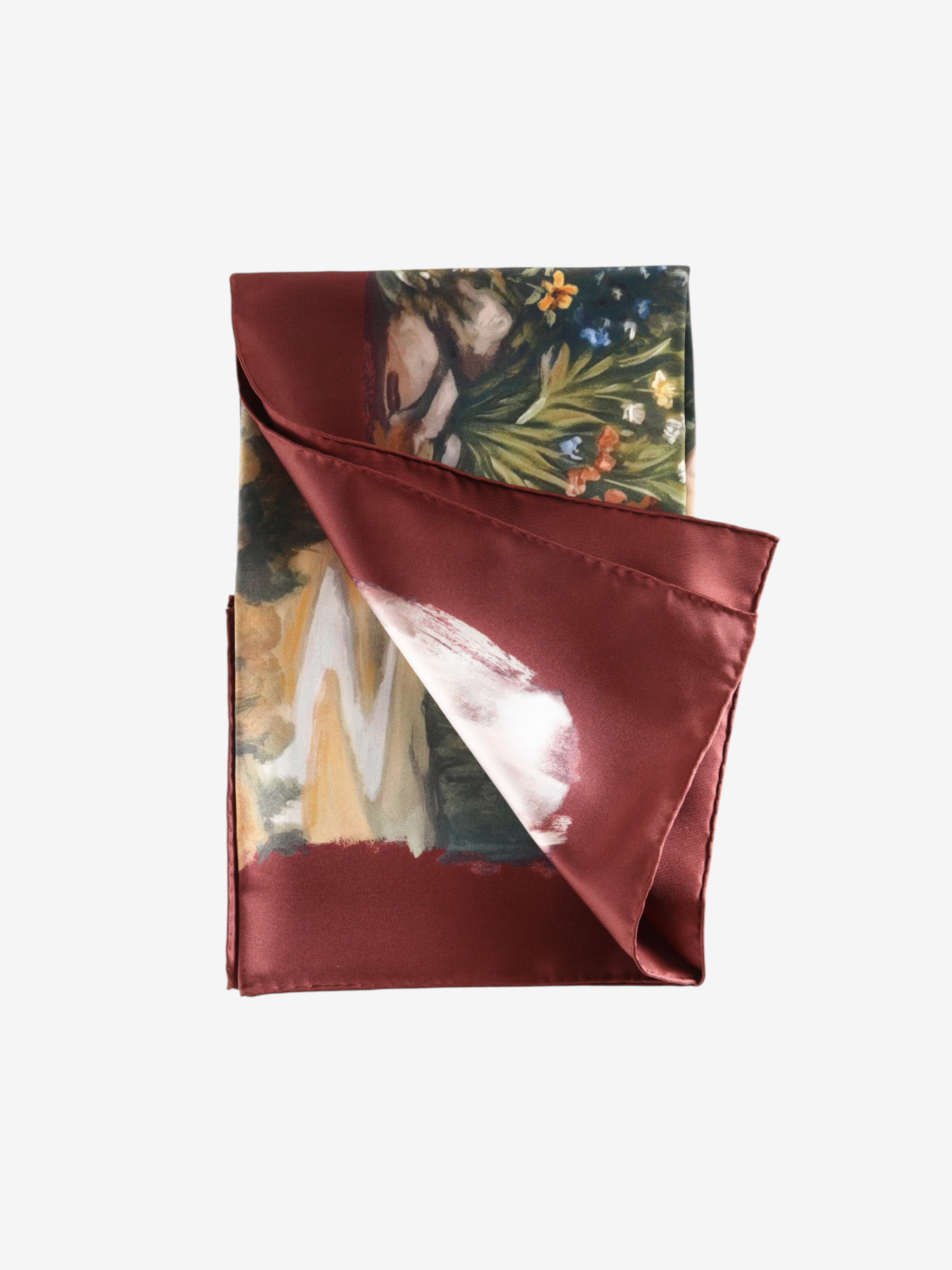 Burgundy scarf, front view