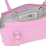 Close up of Pink bags, showing texture of the calf leather fabric