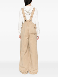 Beige overalls, full body view