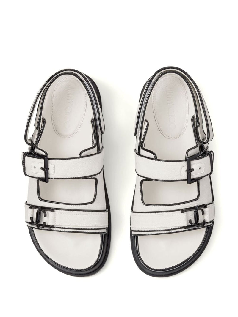 JIMMY CHOO Women Linen/Soft Patent W/JC Hardware Sandals