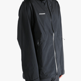 Black jacket worn by a person, showing the jacket fit