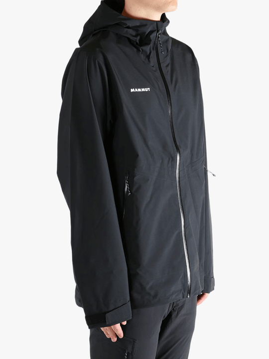 Black jacket worn by a person, showing the jacket fit