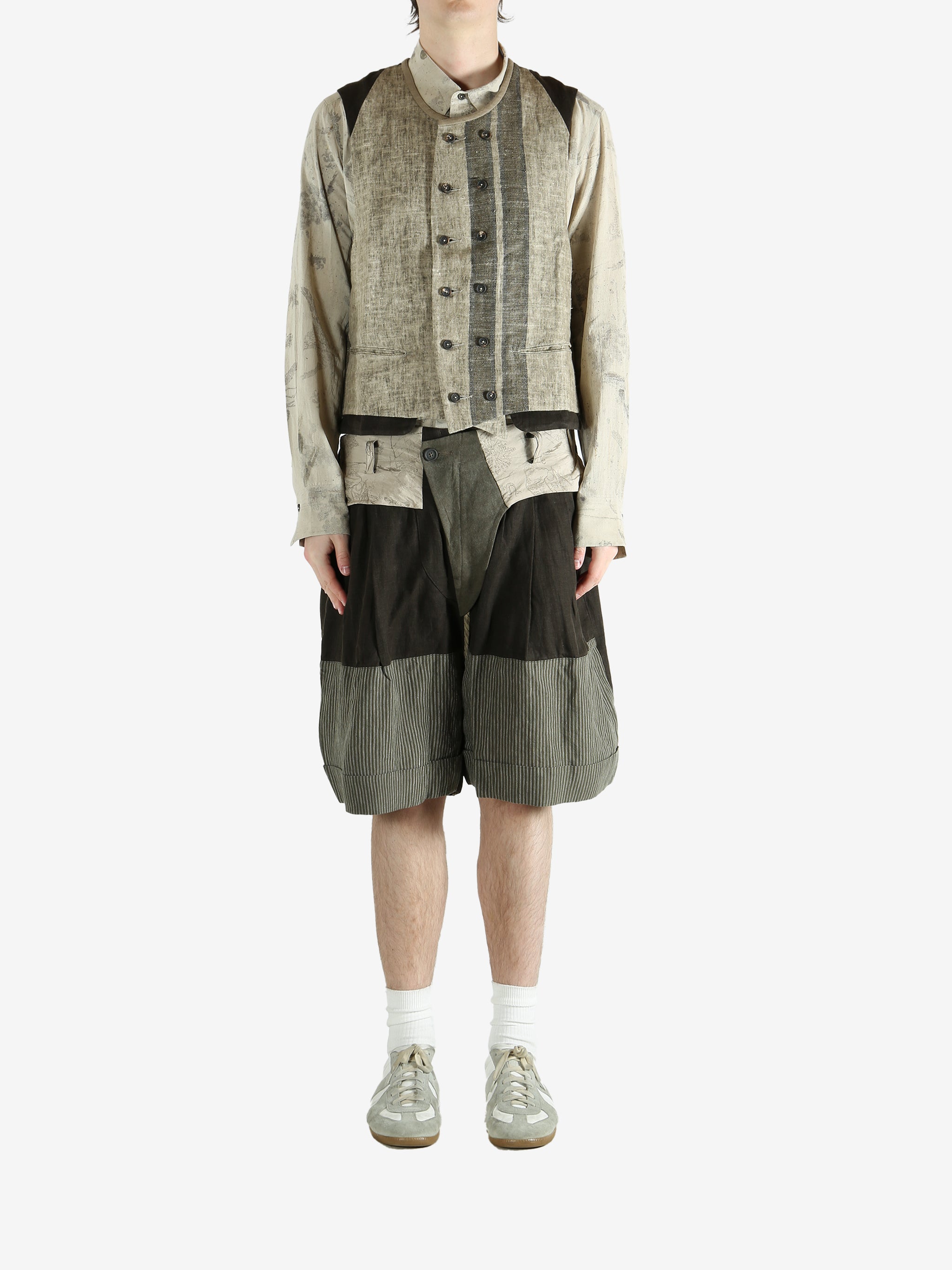 Green gilet, full body view