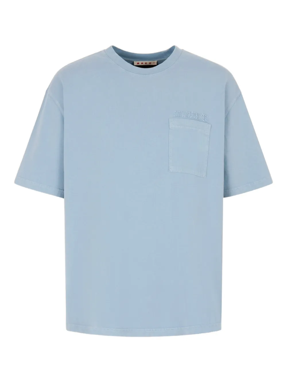 blue t-shirt, front view