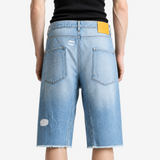 Blue shorts worn by a person, showing the shorts fit