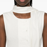 Close up of white top, showing texture of the cotton fabric