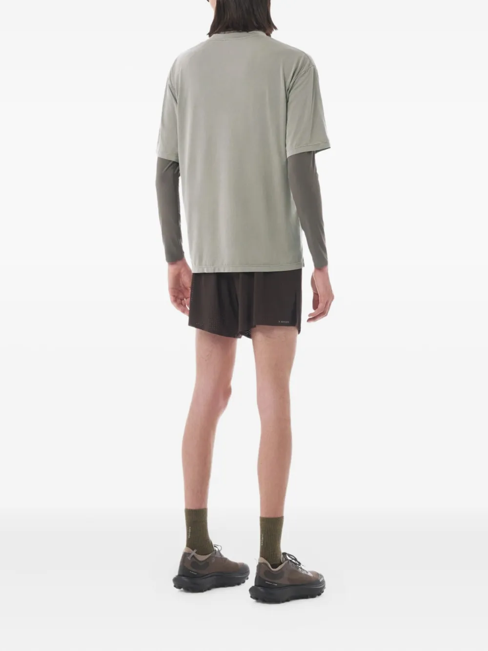 Grey t-shirts, full body view