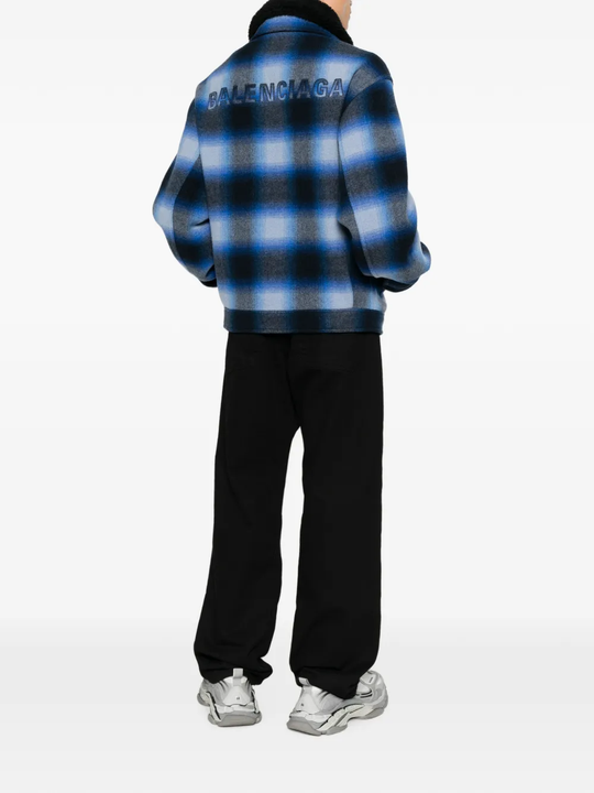 Blue jacket, full body view