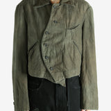 Green jacket worn by a person, showing the jacket's fit