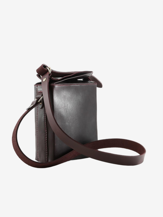 Burgundy bag, side view