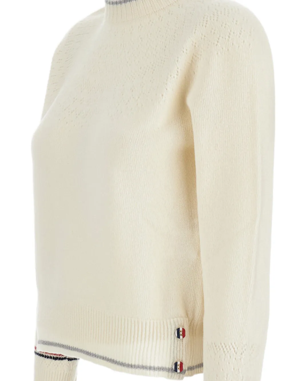 white knitwear, side view