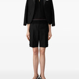 Black t-shirt, full body view