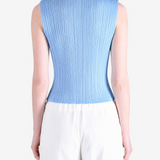 Blue shirt worn by a person, showing the shirt fit