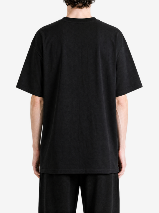 Black t-shirt, full body view