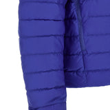 Close up of Blue hoodie, showing texture of the 100% polyamide fabric