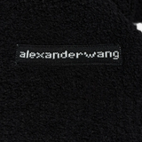 Close up of black hoodie, showing texture of the Polyester fabric