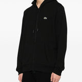 Black hoodies worn by a person, showing the hoodies fit