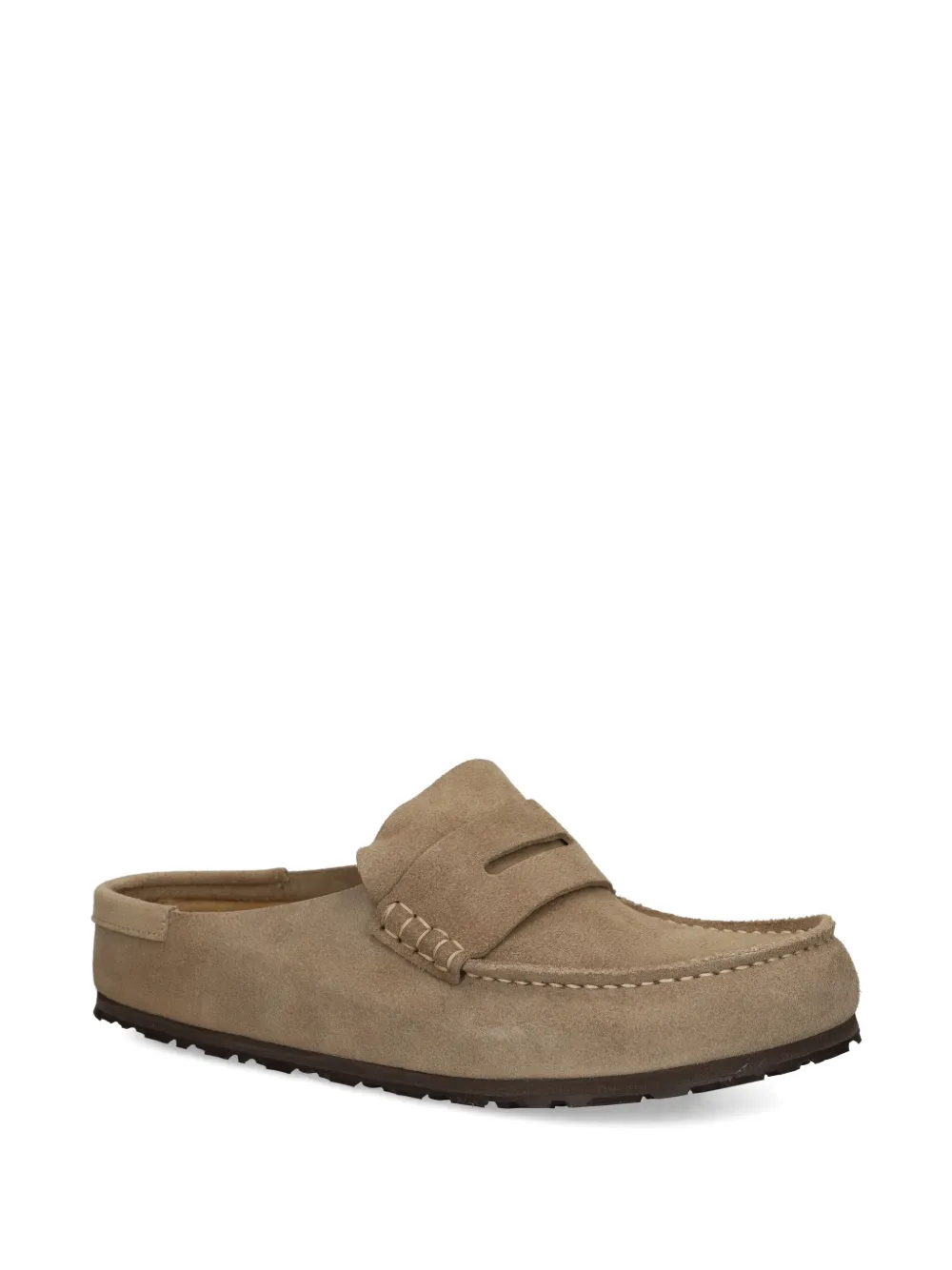 Tan sandals, side view