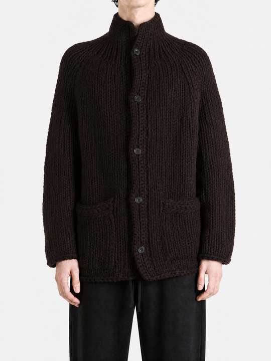 Brown knitwear, full body view