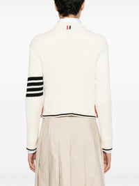 THOM BROWNE - Women Baby Cable Cropped Crew Neck Pullover In Merino Wool W/4 Bar Stripes