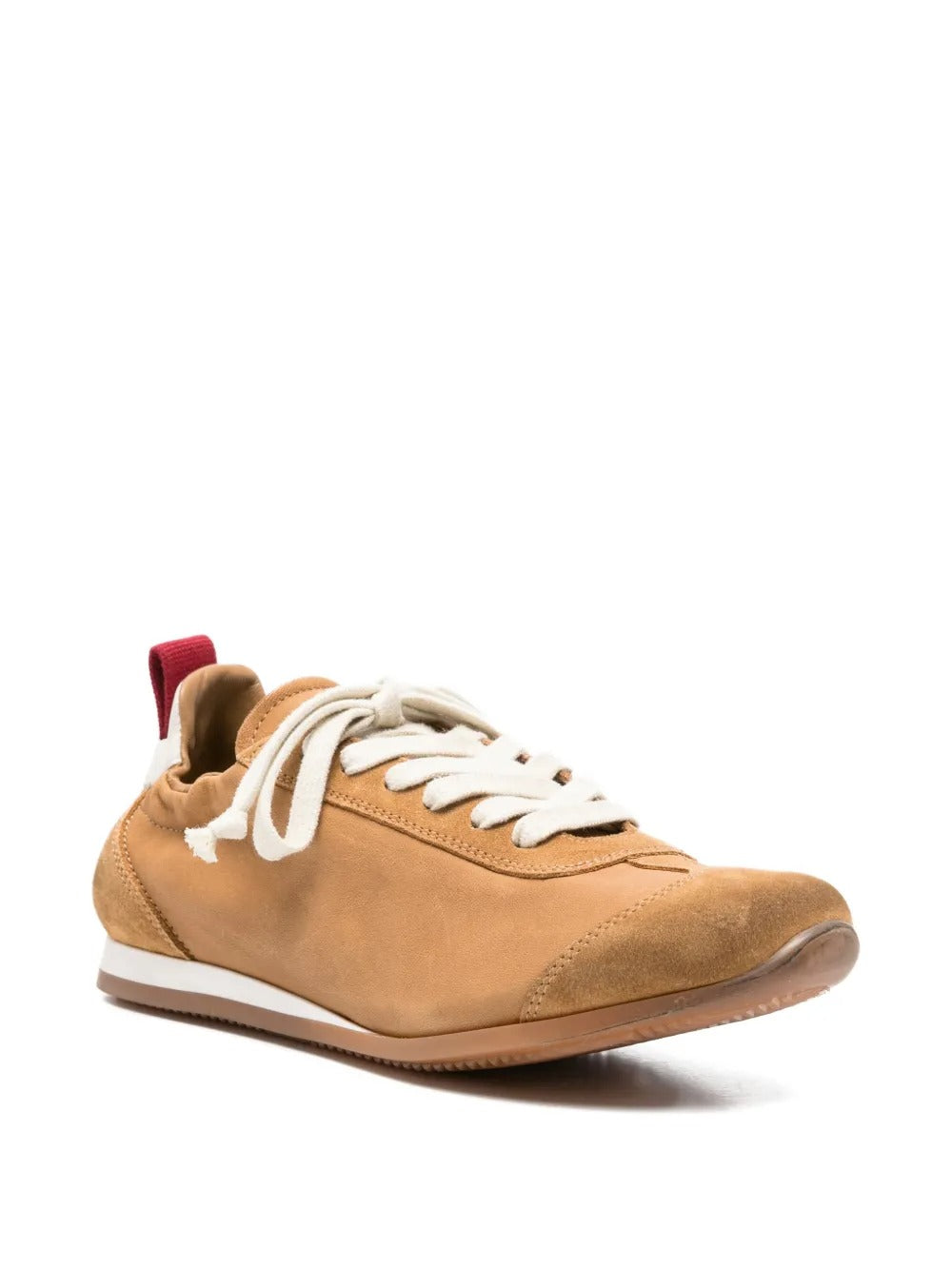 Tan shoes, side view