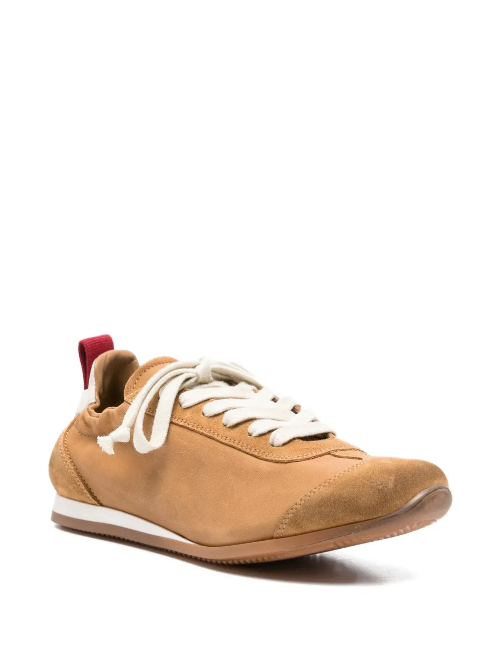 Tan shoes, side view