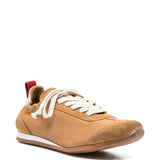 Tan shoes, side view