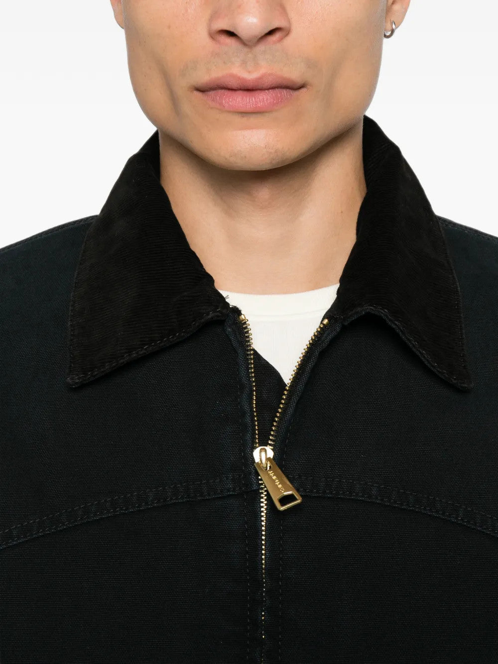 Black jacket worn by a person, showing the jacket fit