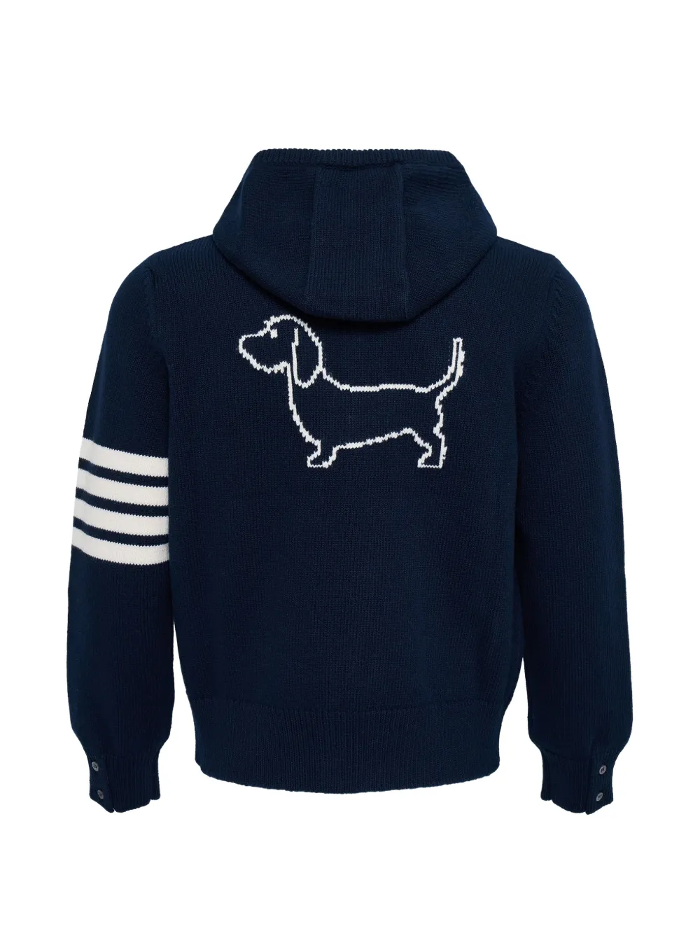 Blue sweats-hoodies, back view