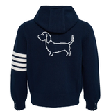 Blue sweats-hoodies, back view