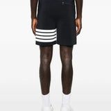 Navy shorts, full body view