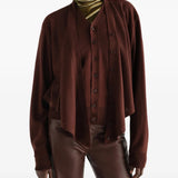 Burgundy top, full body view