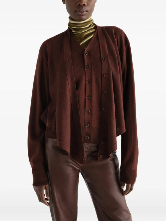 Burgundy top, full body view