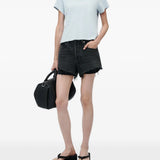 Blue t-shirt, full body view
