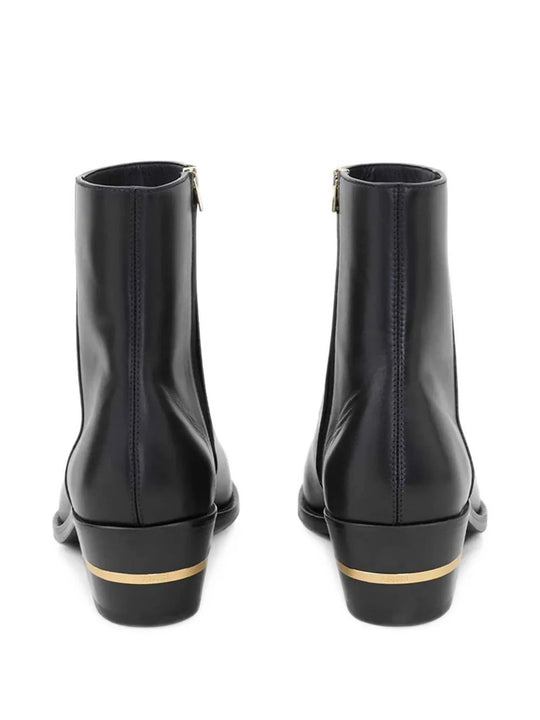 Black boots, back view