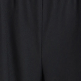 Close up of black pants, showing texture of the virgin wool fabric