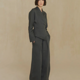 Grey pants, full body view