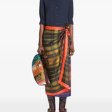 Green skirt, full body view