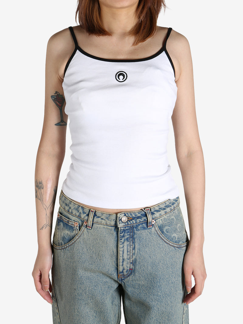 MARINE SERRE - Women Moon Logo Ribbed Jersey Tank Top