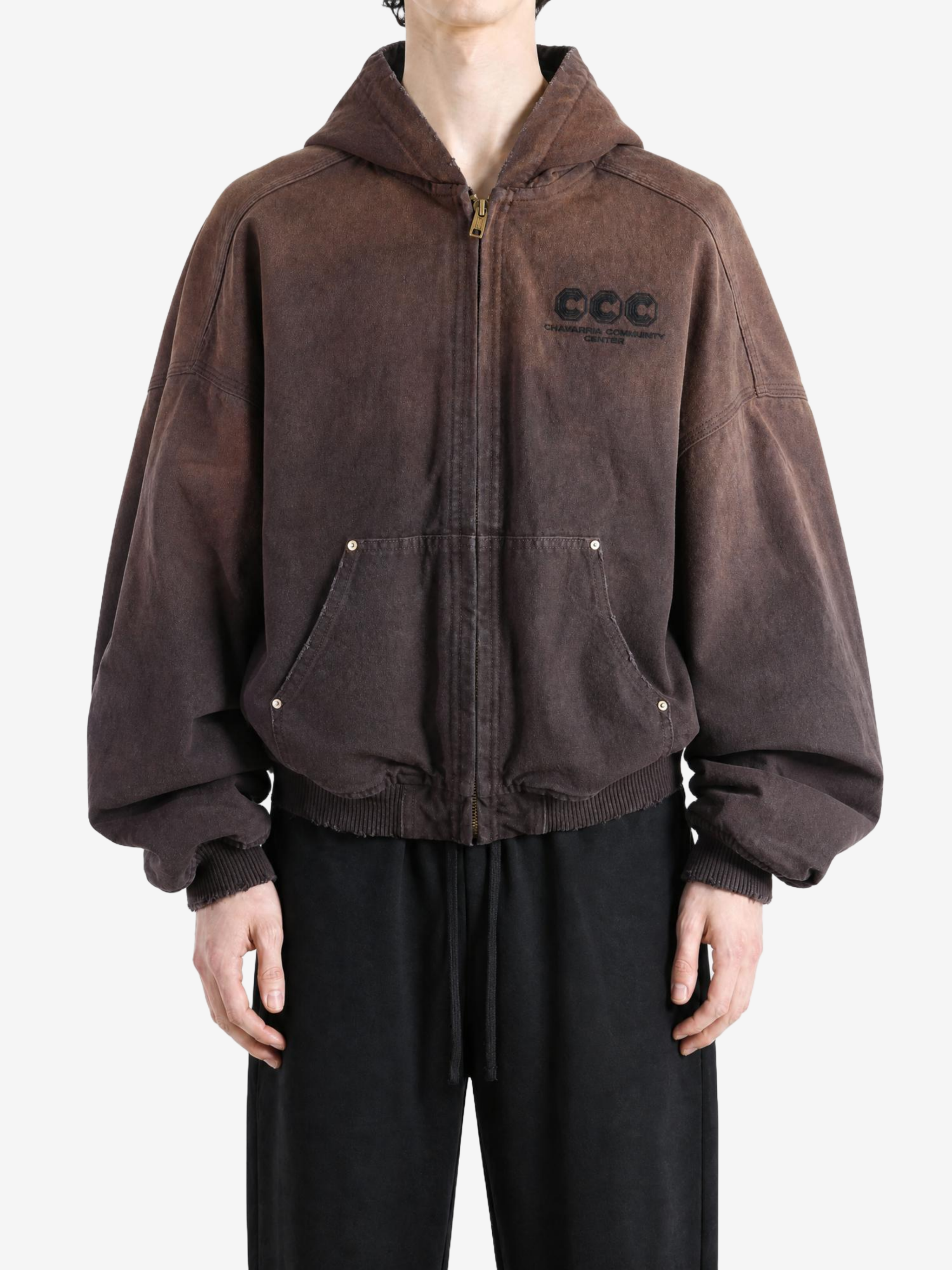 Brown jacket, full body view