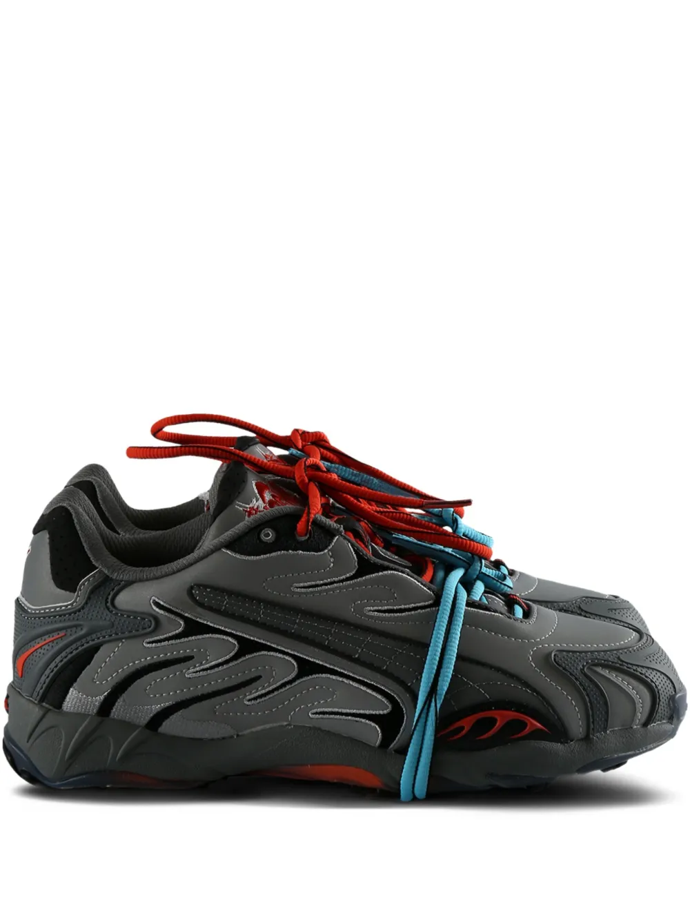 Grey sneakers, front view