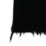 Close up of black hat, showing texture of the cashmere fabric