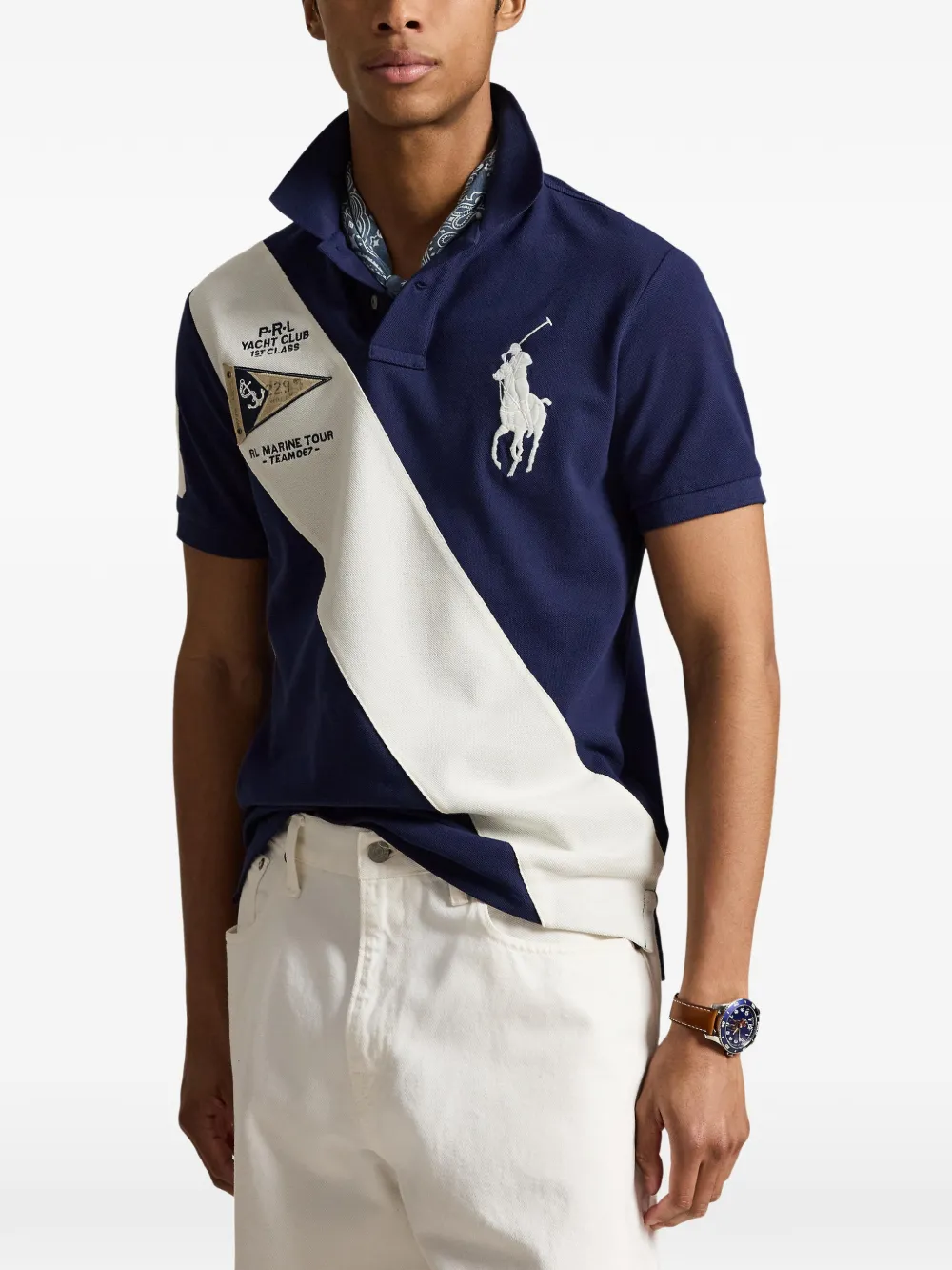 Blue shirt worn by a person, showing the shirt's fit