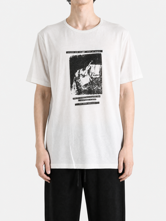 Tan t-shirt, full body view