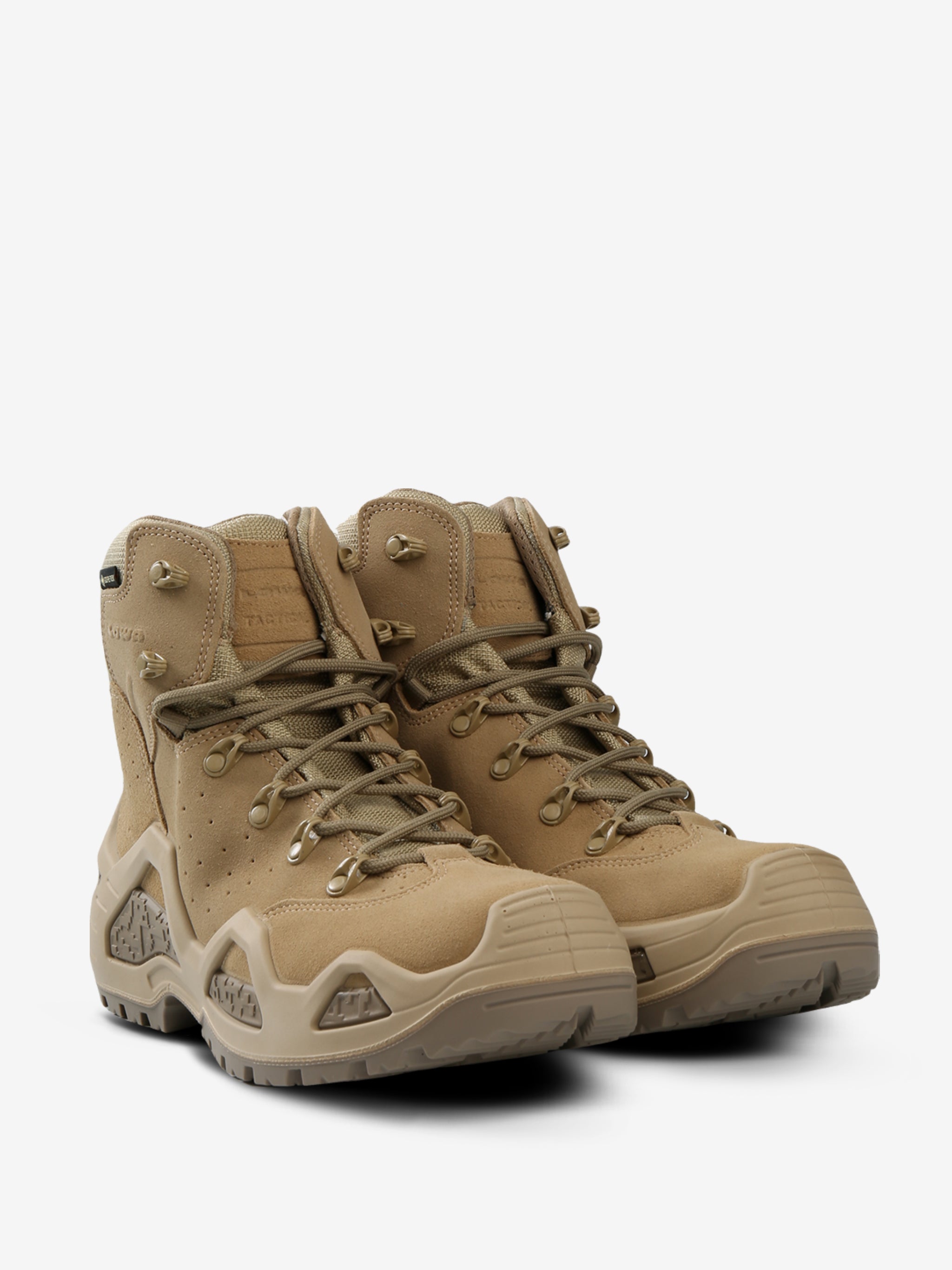 Tan boots, side view