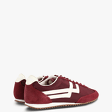 Burgundy shoes, side view