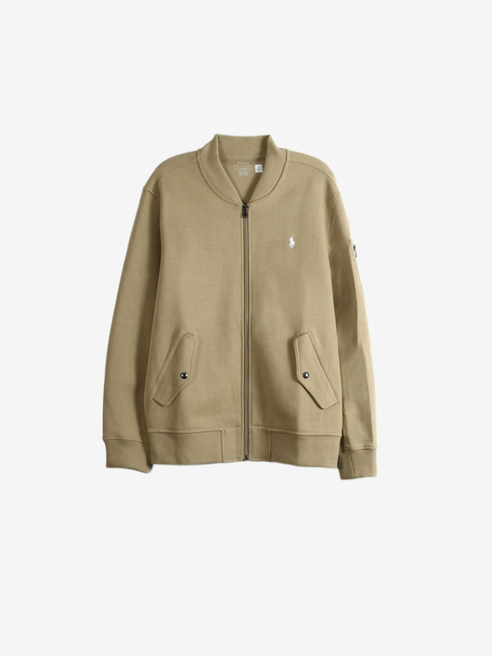 Tan jacket, front view